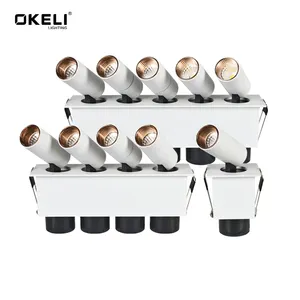 OKELI Adjustable Beam Angle White Black Aluminum Multi Head Square Ceiling Spotlights