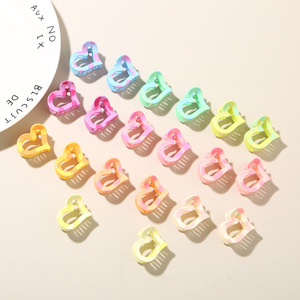 컬러풀 하트 2.5cm 미니 헤어핀 스윗 플라스틱 작은 사이즈 플라워 프랜지파니 헤어 클로 클립 사각 헤어핀 헤어 악세사리 - Product Image 1