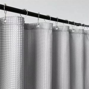 Awellife Langlebiger Waffelmuster-Baumwoll-Duschvorhang mit 12 Haken für Badezimmer - Transparenter Stoff - Creme-Elfenbein (183x183 cm) - Product Image 4