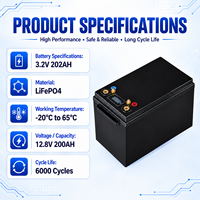 Moteur de pêche à la traîne marin CNNTNY NY-12200 2560Wh, batterie LiFePO4 12.8V 200Ah, 6000 cycles, cellules 3.2V 202Ah pour voiturette de golf, garantie 3 ans