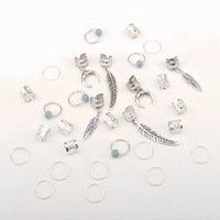 31 pièces Anneaux creux électroplaqués en fer doux de style européen et américain pour extensions de cheveux, perruques, dreadlocks et accessoires de bijouterie