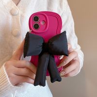 Coque de téléphone portable en TPU 3D anti-traces de doigts style coréen avec design nœud papillon pour 16 Pro Max/15/14/13 pour femmes