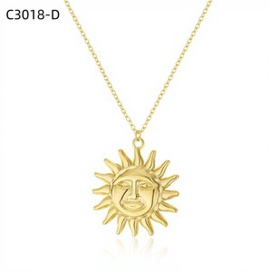 Collar con Colgante de Cara de Sol Amy Amy, Cadena de Aleación Plateada, Joyería Vintage de Moda para Mujer, Regalo para Uso Diario - Product Image 2