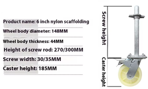 Anpassbare 6-Zoll-schwere Universal-Gummi-Lenk rollen mit brems verstellbarer Gerüsts ch raube, beweglich 1 Jahr Garantie - Product Image 5