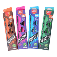 Papeterie promotionnelle vente en gros crayons en bois triangle standard crayons triangle HB en bois naturel imprimés avec logo