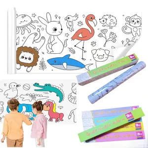 Rolo de papel para desenho infantil DIY personalizado, papel de enchimento e rolo de papel para colorir