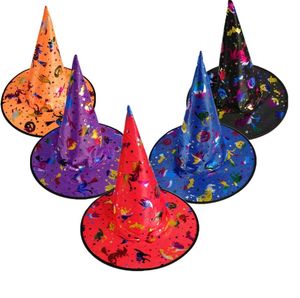 Chapeau de sorcière en tissu Haoxuan pour adultes, idéal pour <span class=keywords><strong>les</strong></span> costumes de fête de remise des diplômes et d'Halloween - Accessoire de mascarade doré en relief - Product Image 1