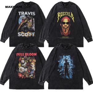 Ss07 Sudaderas de cuello redondo personalizadas de invierno Y2K de talla grande 230GSM, teñidas digitalmente, con hombros caídos, estilo anime, extragrandes, con lavado ácido para hombre - Product Image 1