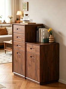 Modern Solid Wood Modular Entry Cabinet with Flat Panel Doors and 5 Drawers for Living Room Storage - Product Image 4