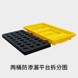 Paleta de Plástico a Prueba de Fugas HDPE de Cuatro Entradas, Plana, de Nueve Patas, para Almacenamiento de Productos Químicos, Bidones de Aceite y Residuos Peligrosos - Product Image 5