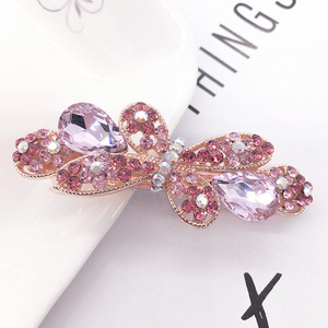 Usine de vente en gros personnalisé <span class=keywords><strong>crocodile</strong></span> tissu recouvert de barrettes pinces à cheveux en métal <span class=keywords><strong>pince</strong></span> à cheveux avec strass - Product Image 1