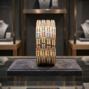 Venta al por mayor de brazaletes de oro de 3 tonos, juego de brazaletes de oro de 3 tonos, brazaletes de moda de varios tonos, juegos de brazaletes de latón de tres colores. - Product Image 4
