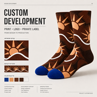 Chaussettes pour adultes personnalisées OEM - Polyester/Nylon/Coton/Bambou/Laine, séchage rapide, respirantes, résistantes aux déchirures, impression numérique intégrale