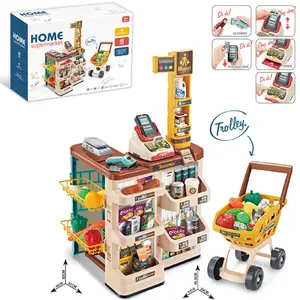 子供のシミュレーションスーパーマーケット販売デスクショッピングカートコンビネーションセットスキャンキャッシャープレイハウススーパーマーケットおもちゃ