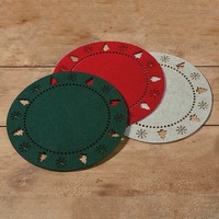 Sets de table en feutre découpés au laser Joyeux Noël, sous-verres et napperons ronds pour la décoration intérieure