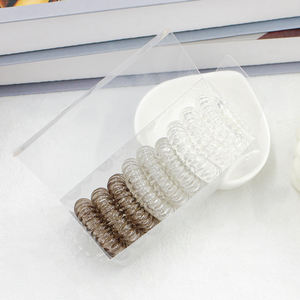 Tali rambut kawat telepon transparan, aksesori rambut kotak karet ekor kuda sederhana - Product Image 4