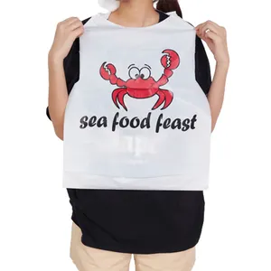 Özel baskılı deniz gıda istakoz yengeç yemek önlük önlükler tek kullanımlık plastik restoran yetişkin tek kullanımlık önlük ile kendi logosu