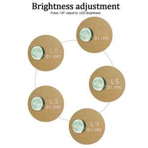 Emaf tối giản lớn đồng hồ điện tử ánh sáng ban đêm sáng tạo 12 inch mặt trăng giai đoạn gỗ kỹ thuật số dẫn Đồng hồ treo tường trang trí - Product Image 2