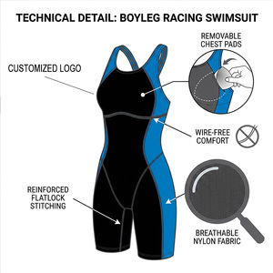 Traje de Baño Profesional para Deportes Acuáticos, UPF50+, Resistente al Cloro, Secado Rápido, Forro Higiénico de Nailon, Traje de Baño de Una Pieza Tipo Boyleg para Mujer - Product Image 2