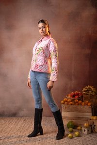 Floral Patchwork Quilted <b>Jacket</b> | Handmade Kantha Style Cotton Coat | Reversible Boho Winter <b>Jacket</b> for <b>Women</b> Outerwear - Product Image 5
