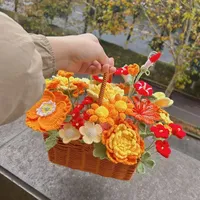 Panier au crochet 100% fait main, adorable et de haute qualité, fleur au crochet élégante, cadeau au crochet