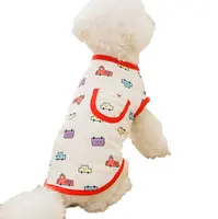 漫画プリント犬ベスト綿通気性ペット夏シャツかわいいアウトデザイナー犬服