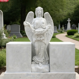 YOUFINE <span class=keywords><strong>Pierre</strong></span> <span class=keywords><strong>tombale</strong></span> double en marbre personnalisée avec sculpture florale commémorative pour la décoration des cimetières - Product Image 3