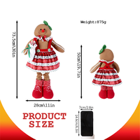 Poupée Fille en Pain d'Épices Rouge et Blanche de 29 Pouces Réglable avec Sac à Bonbons, Décoration de Sol de Noël pour Magasin de Bonbons, Fête, Vitrine