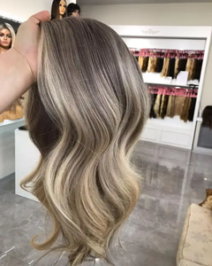 Topper <span class=keywords><strong>per</strong></span> capelli in pizzo con base in seta, 100% capelli umani Remy, con clip, <span class=keywords><strong>per</strong></span> perdita di capelli, liscio, biondo ombré, <span class=keywords><strong>per</strong></span> <span class=keywords><strong>donna</strong></span> - Product Image 4