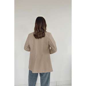 Chaqueta de Cuero Reversible Beige con Botones al por Mayor, Logotipo Personalizable, Prenda Exterior de Piel de Vaca, Característica de Piel de Oveja, Chaqueta Bomber Universitaria Sólida - Product Image 1