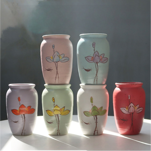 <span class=keywords><strong>Pot</strong></span> <span class=keywords><strong>en</strong></span> céramique haut de gamme MSH Pastoral, peint à la main, motif <span class=keywords><strong>lotus</strong></span>, pour plantes succulentes, bonsaïs et plantes vertes - Product Image 1