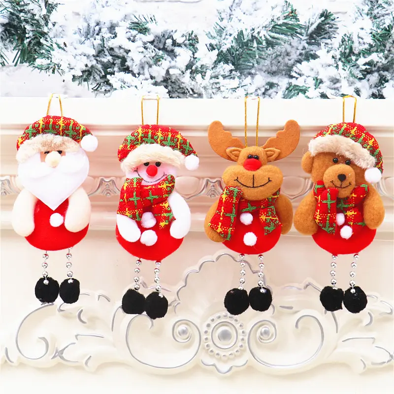 Christmas Toys Ornaments Santa Snowman Elk Pendant Decoration Swing Spring Foot Doll Gift