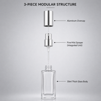 Atomiseur de parfum en verre rechargeable de 30 ml, flacon vaporisateur de parfum portable, conteneur rectangulaire transparent