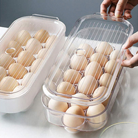 Contenedor de Huevos para Refrigerador con Tapa, Organizador de Plástico Transparente para 16 Huevos, Bandejas para Almacenamiento en la Cocina