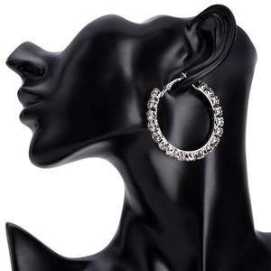 Nouvelles Boucles d'Oreilles Créoles XXL Plaqué Or avec Strass et Diamants pour Femme, Tendance Hip-Hop 2025 - Product Image 5
