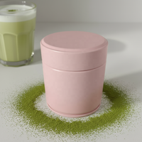 Boîte à thé matcha en métal de qualité alimentaire 30g, hermétique, à double couvercle, rose mat, pour poudre de matcha, vente en gros