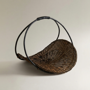 Panier de rangement artisanal rond, style rustique, en fibres végétales, organisateur de salon, porte-jouets - Product Image 1