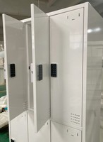 Armario de almacenamiento para oficina y laboratorio, mueble de color blanco con cerradura
