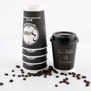 Thương hiệu bán buôn cà phê nước trái cây với nắp và tay áo 8 10 12 16oz in logo đơn đôi tường tông cốc cà phê Mug