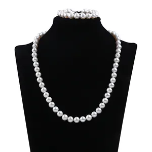 Collar de perlas de patatas de 9-10mm, conjunto de joyería de perlas, venta al por mayor