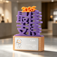 Trophée personnalisé en lettres 3D avec base en bois, plaque en aluminium gravée au laser, couleurs personnalisées pour les récompenses annuelles de l'entreprise