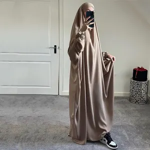 OEM休闲纯色Jilbab谦虚Nida Niqab Khimar穆斯林服装迪拜伊斯兰服装两件套祈祷Abaya Jilbab