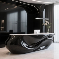 Mostrador de Recepción Extensible de Plástico PETG Impreso en 3D, Diseño Moderno de Una Pieza con Contornos Suaves y Elegantes para Oficinas Comerciales, Hoteles y Centros Comerciales