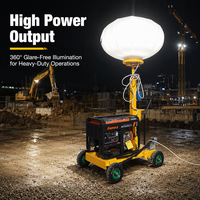 Tour d'éclairage mobile portable 2000W à halogénures métalliques sur chariot pour l'ingénierie de construction, l'éclairage nocturne et routier