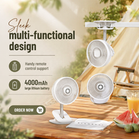 Ventilateur de table LED silencieux mural en plastique personnalisé avec lampe sans balais, puissant, USB Type-C, vente en gros, fabriqué en Chine