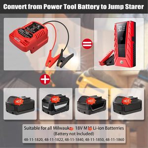 Démarreur de Voiture d'Urgence et Adaptateur d'Assistance au Démarrage pour Batterie Lithium-Ion 18V Milwaukee M-18S – Booster de Démarrage Automobile Alimenté par Batterie - Product Image 4
