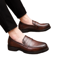 Nouvelles Chaussures Habillées Décontractées Rétro Britanniques pour Hommes en Cuir de Luxe, Style Oxford Respirant à Bouton et Semelle Plate pour Affaires