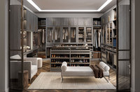 Organiseur de placard mural personnalisé avec porte-chaussures, dressing avec coiffeuse