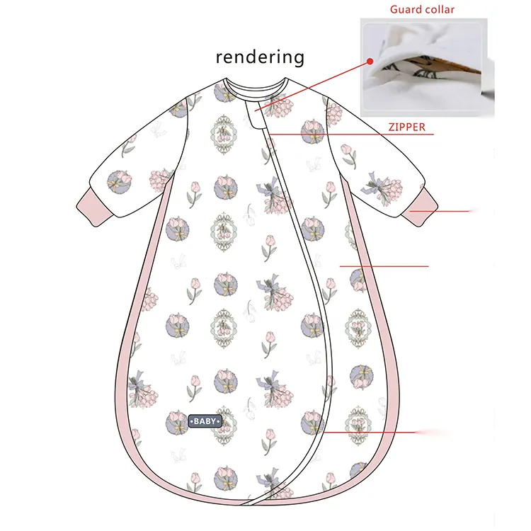 ODM Baby-Schlafsack Seidenfüllung Wintersaison bessere Atmung und Komfort über Baumwolle individueller Entwurf Sack Schlafsack