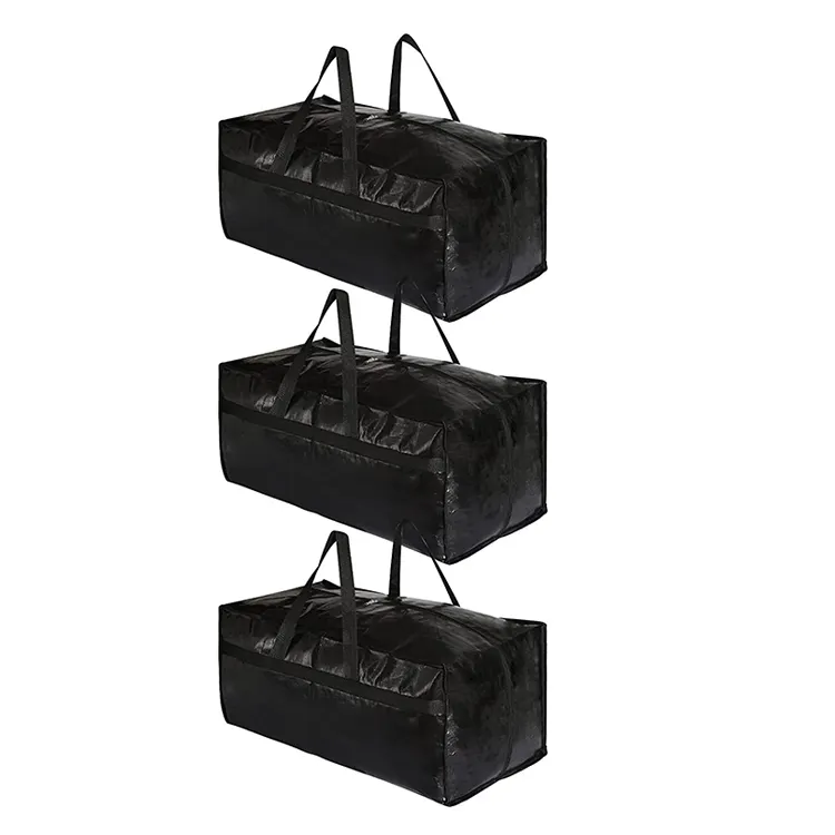 Clothes Bag Heavy Duty Extra Large Clothes Storage Black PP Woven Moving Bags